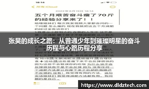 张昊的成长之路：从普通少年到璀璨明星的奋斗历程与心路历程分享